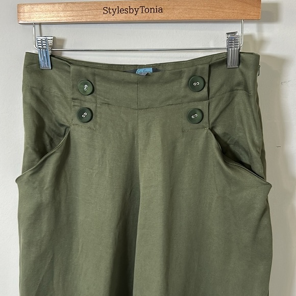 Anthropologie Eva Franco Pant Wide Leg Side Zip Button Front Pockets Sz 6 NEW - Picture 3 of 11